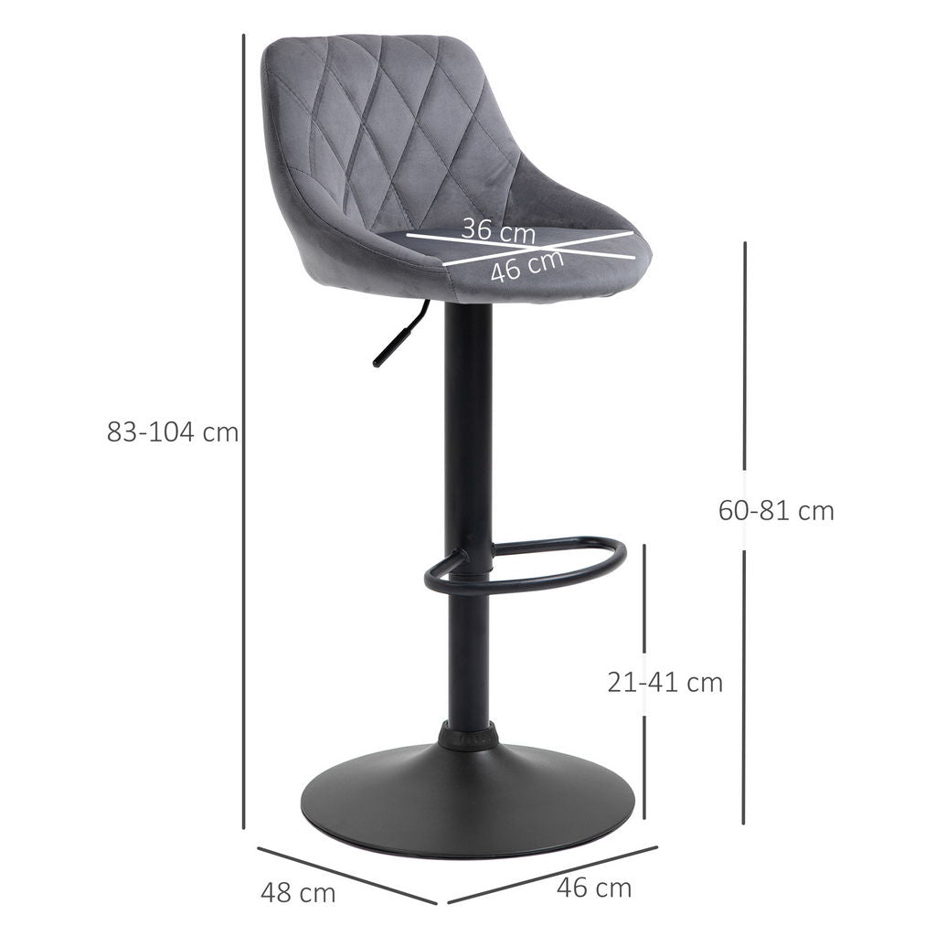 SET 2 SGABELLI DA BAR CON SCHIENALE E ALTEZZA REGOLABILE INDUSTRIAL GRIGIO-NERO