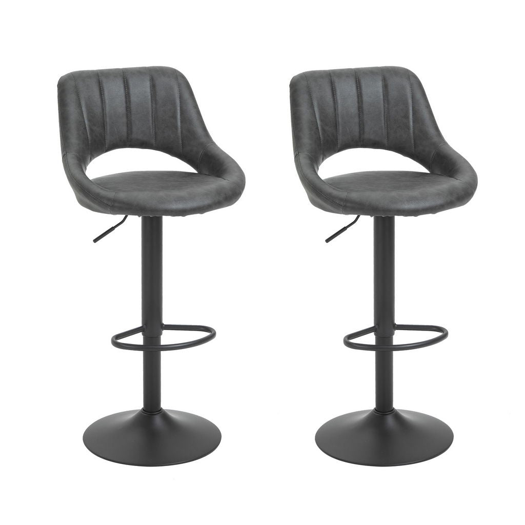 SET 2 SGABELLI MODERNI ALTI GIREVOLI CON SCHIENALE E POGGIAPIEDI 49X90X110CM