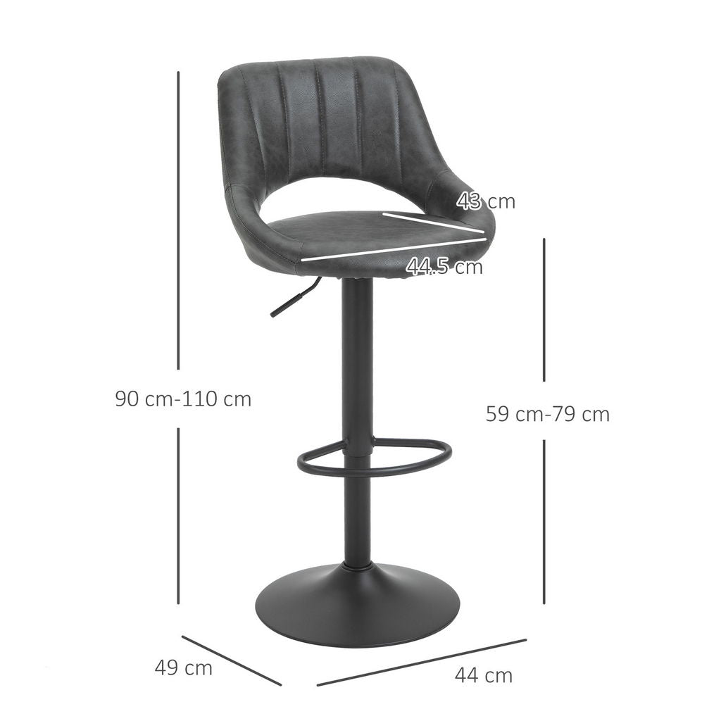 SET 2 SGABELLI MODERNI ALTI GIREVOLI CON SCHIENALE E POGGIAPIEDI 49X90X110CM