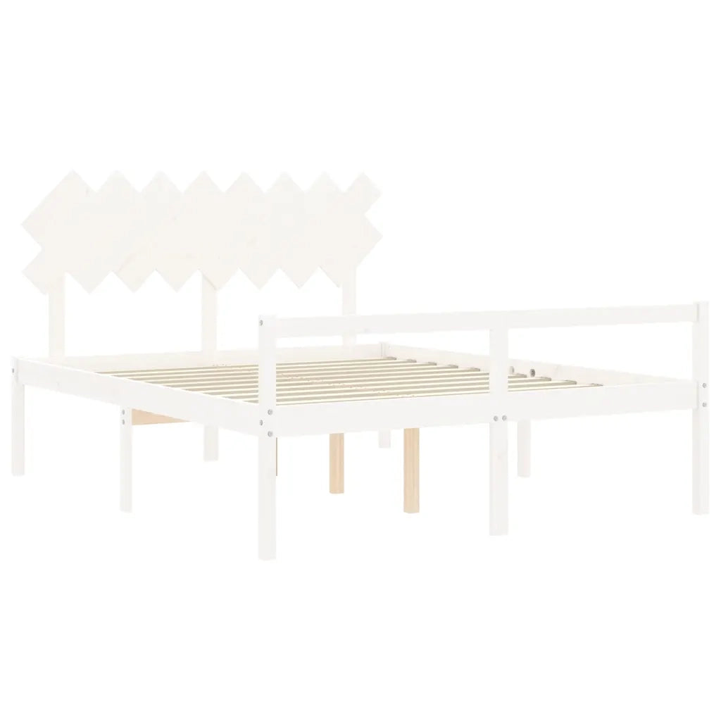 vidaXL Letto per Anziani con Testiera Bianco 160x200 cm Legno Massello