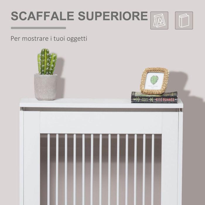 COPRITERMOSIFONE A DOGHE MODERNO IN MDF E ACCIAIO 60X18X84CM BIANCO