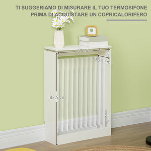 COPRITERMOSIFONE A DOGHE MODERNO IN MDF E ACCIAIO 60X18X84CM BIANCO