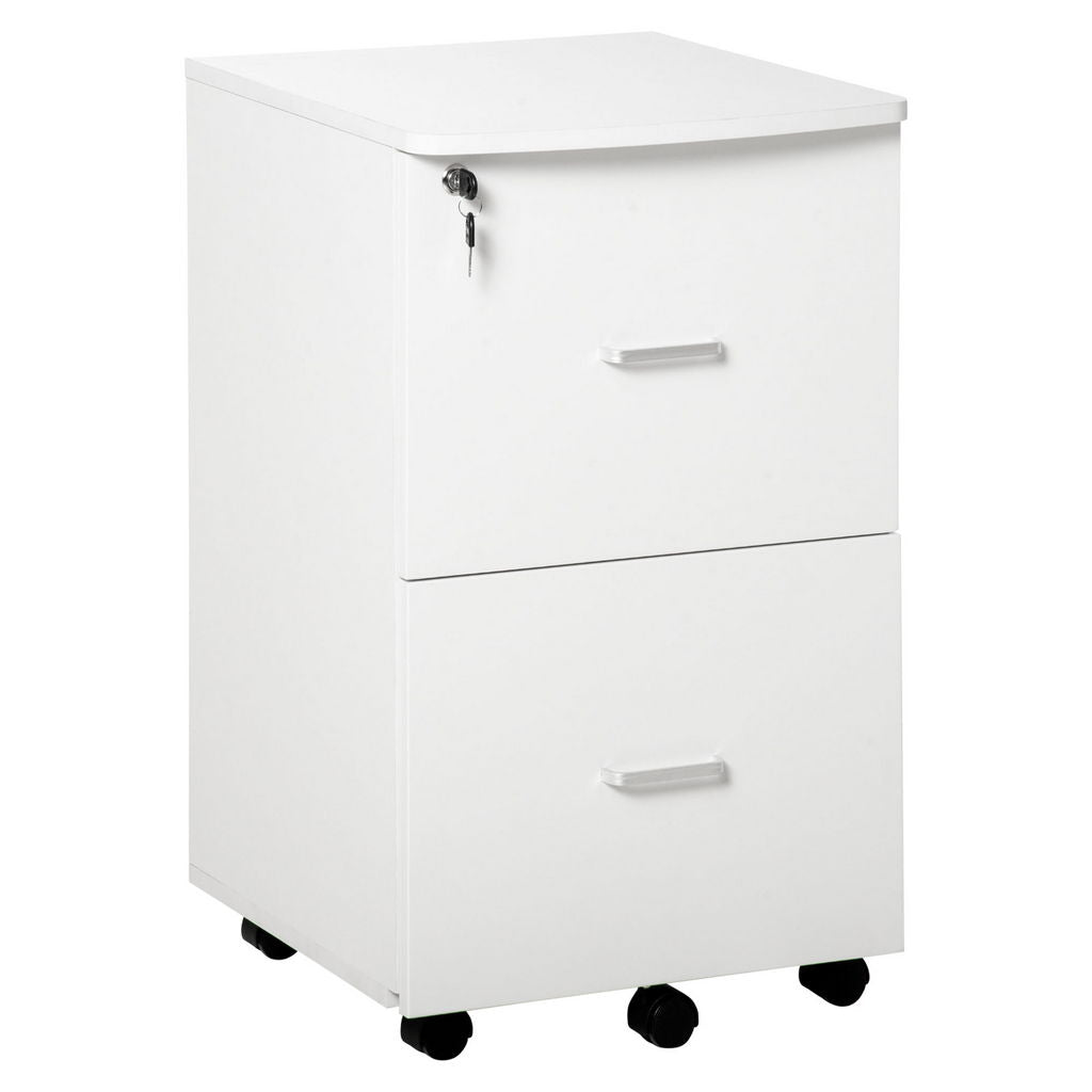 ARMADIETTO DA UFFICIO CON 2 CASSETTI E 5 RUOTE 43 X 45 X 72 CM DI COLORE BIANCO