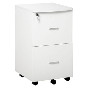 ARMADIETTO DA UFFICIO CON 2 CASSETTI E 5 RUOTE 43 X 45 X 72 CM DI COLORE BIANCO