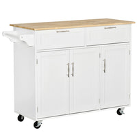 CARRELLO DA CUCINA MULTIUSO IN LEGNO 121X46X91CM BIANCO E MARRONE