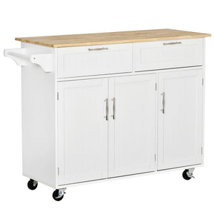 CARRELLO DA CUCINA MULTIUSO IN LEGNO 121X46X91CM BIANCO E MARRONE