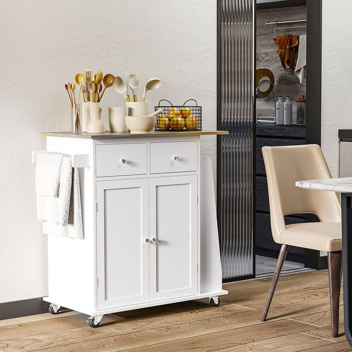 CARRELLO DA CUCINA PORTASPEZIE A 3 LIVELLI E 4 RUOTE IN MDF E TRUCIOLAT  89X45X89 CM BIANCO