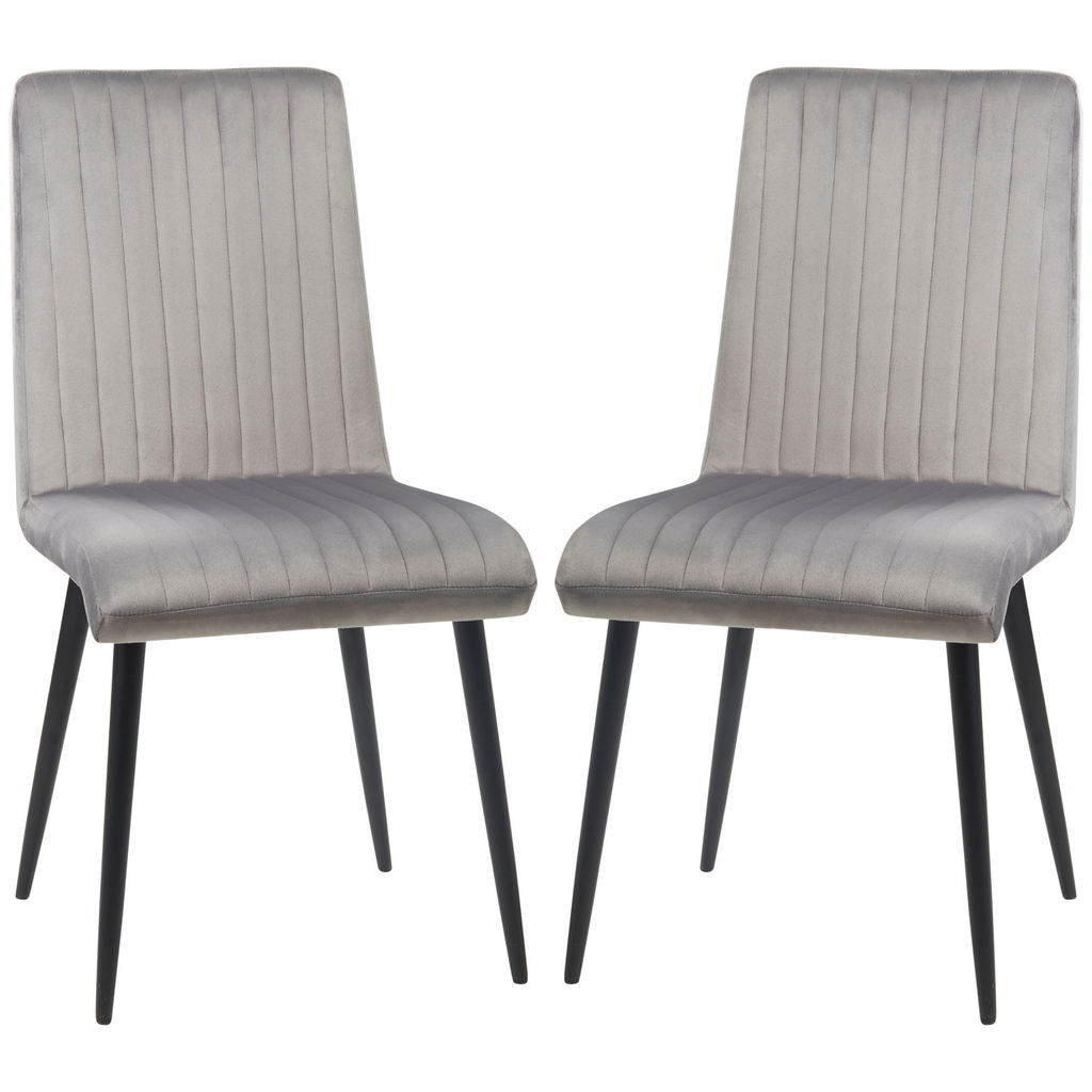 SET 2 SEDIE DA CUCINA IMBOTTITE CON GAMBE IN ACCIAIO 43X58X90 CM GRIGIO E NERO