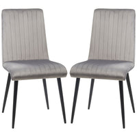 SET 2 SEDIE DA CUCINA IMBOTTITE CON GAMBE IN ACCIAIO 43X58X90 CM GRIGIO E NERO