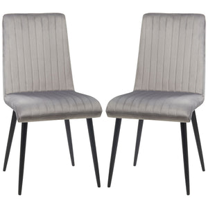 SET 2 SEDIE DA CUCINA IMBOTTITE CON GAMBE IN ACCIAIO 43X58X90 CM GRIGIO E NERO