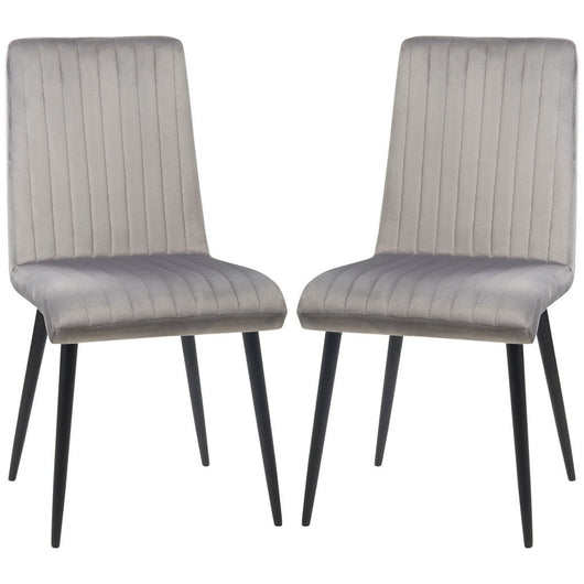 SET 2 SEDIE DA CUCINA IMBOTTITE CON GAMBE IN ACCIAIO 43X58X90 CM GRIGIO E NERO