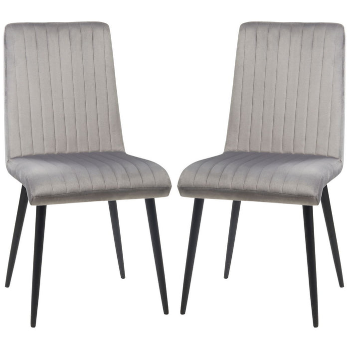 SET 2 SEDIE DA CUCINA IMBOTTITE CON GAMBE IN ACCIAIO 43X58X90 CM GRIGIO E NERO