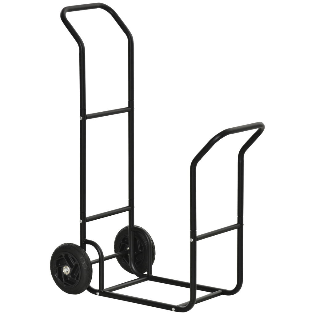 CARRELLO PORTALEGNA IN ACCIAIO CON 2 RUOTE 77X42X105CM NERO