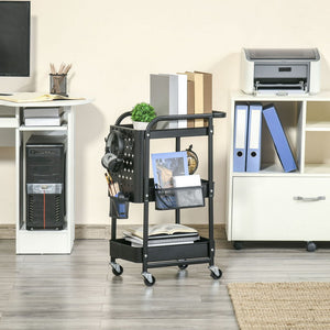 CARRELLO MULTIUSO A  3 LIVELLI IN ACCIAIO 51.5X32X75.6 CM NERO