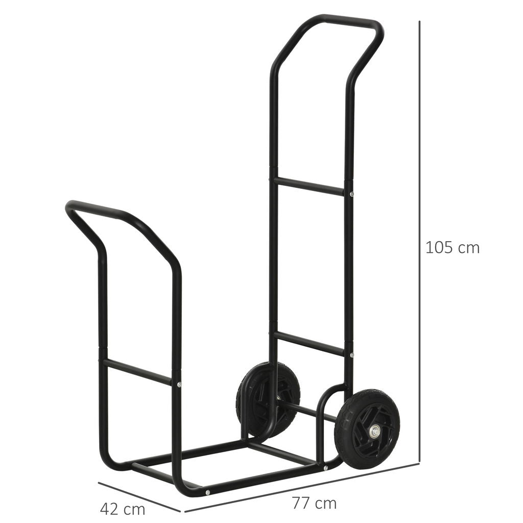CARRELLO PORTALEGNA IN ACCIAIO CON 2 RUOTE 77X42X105CM NERO