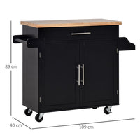 CARRELLO DA CUCINA CON CASSETTO E ARMADIETTO 109X40X89 CM NERO E LEGNO