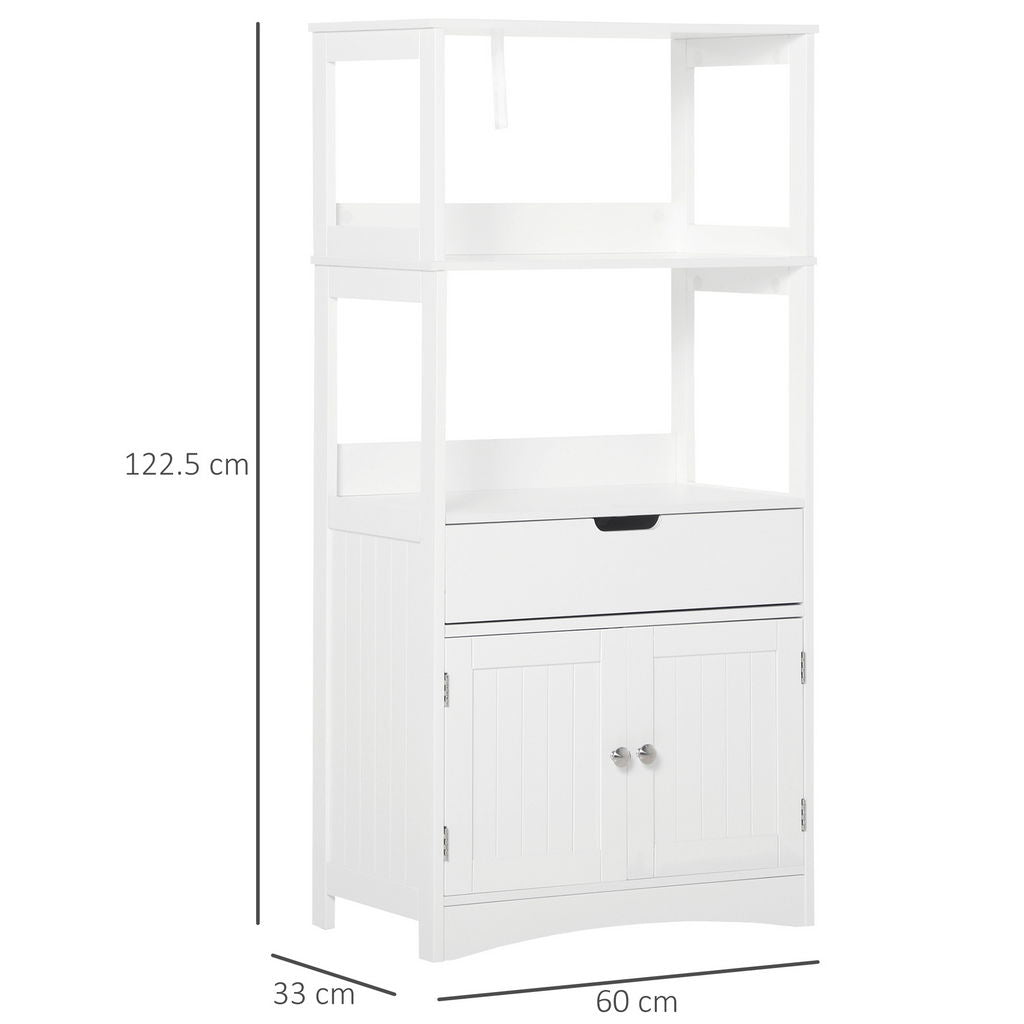 MOBILE BAGNO CON MENSOLE NARMADIETTO E CASSETTO 60X33X122.5CM IN LEGNO BIANCO