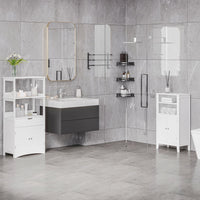 MOBILE BAGNO CON MENSOLE NARMADIETTO E CASSETTO 60X33X122.5CM IN LEGNO BIANCO