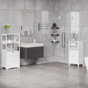 MOBILE BAGNO CON MENSOLE NARMADIETTO E CASSETTO 60X33X122.5CM IN LEGNO BIANCO