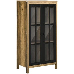 CREDENZA MODERNA A 2 ANTE IN VETRO E LEGNO 60X35X120CM MARRONE