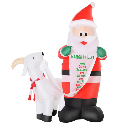 BABBO NATALE GONFIABILE CON CAPRETTA LUCI LED INTEGRATE 135X85X180CM MULTICOLORE