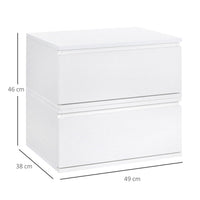 COMODINO SET 2 PEZZI CON CASSETTO E DESIGN SOSPESO  49X38X23 CM BIANCO