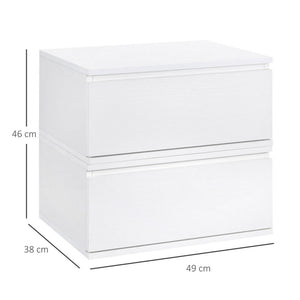 COMODINO SET 2 PEZZI CON CASSETTO E DESIGN SOSPESO  49X38X23 CM BIANCO