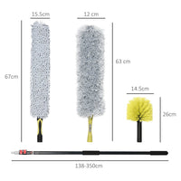 KIT DI PULIZIA PER CASA E UFFICIO CON ASTA, SPOLVERINO PER RAGNATELE IN MICROFIBRA E PER VENTILATORE 10X10X166 CM