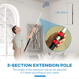 KIT DI PULIZIA PER CASA E UFFICIO CON ASTA, SPOLVERINO PER RAGNATELE IN MICROFIBRA E PER VENTILATORE 10X10X166 CM