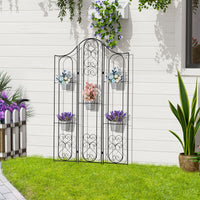 PORTAPIANTE VERTICALE PIEGHEVOLE CON 5 VASI DA ESTERNO IN METALLO, 82X12.5X150CM, NERO