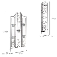 PORTAPIANTE VERTICALE PIEGHEVOLE CON 5 VASI DA ESTERNO IN METALLO, 82X12.5X150CM, NERO