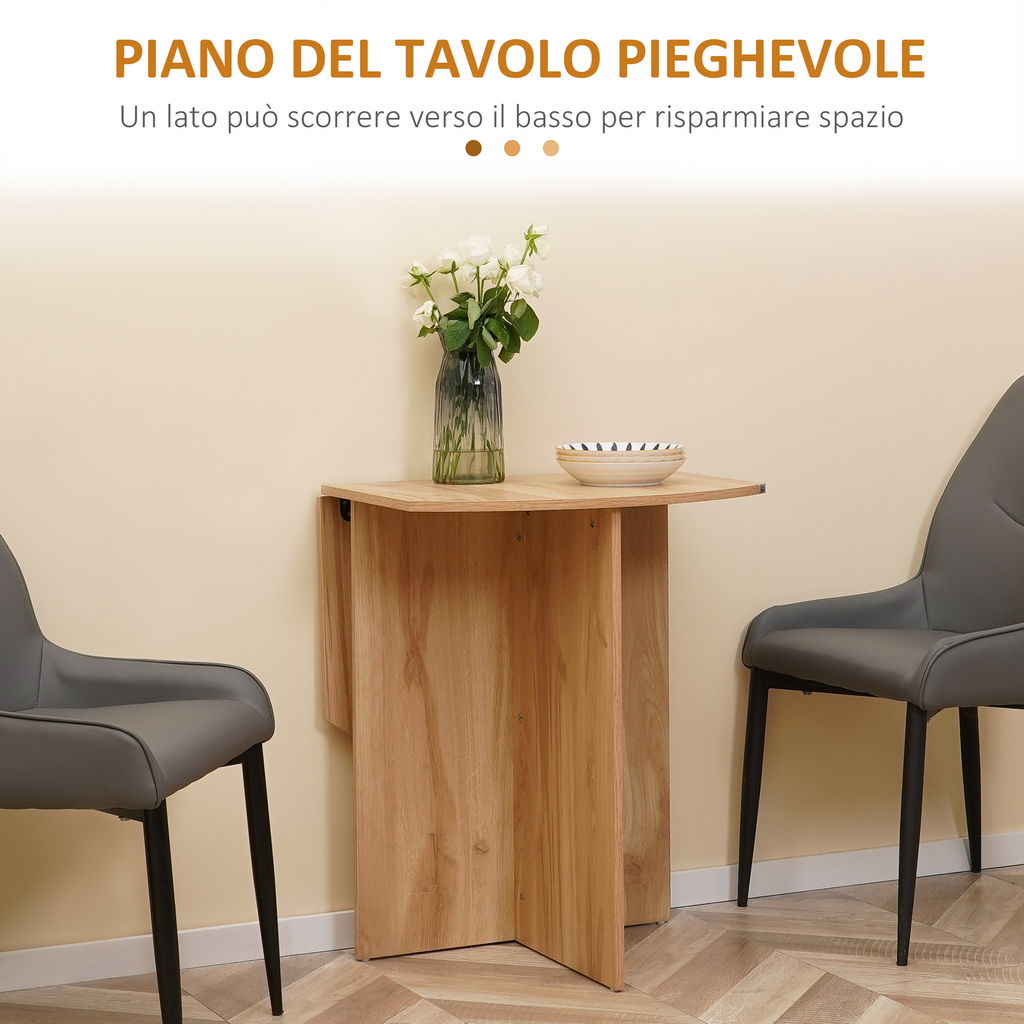 TAVOLO DA PRANZO PIEGHEVOLE SALVASPAZIO IN LEGNO 90X60X74CM QUERCIA