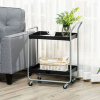CARRELLO PORTAVIVANDE A 2 LIVELLI IN METALLO 63X40.4X83.5 CM NERO
