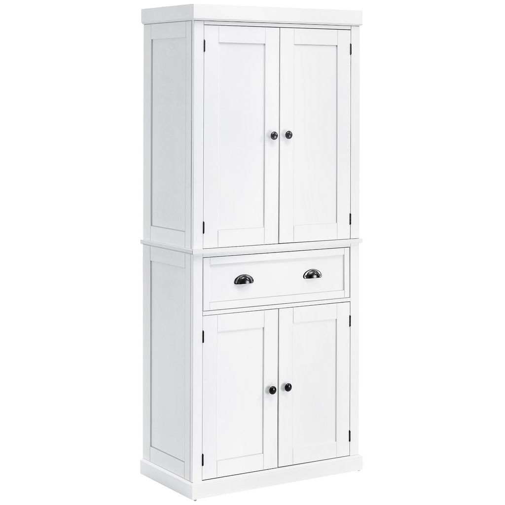 MOBILE CUCINA CON ARMADIETTO SUPERIORE IN LEGNO METALLO 76X40.5X184CM BIANCO