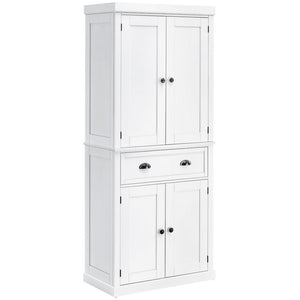 MOBILE CUCINA CON ARMADIETTO SUPERIORE IN LEGNO METALLO 76X40.5X184CM BIANCO