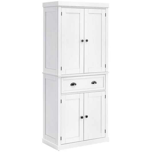 MOBILE CUCINA CON ARMADIETTO SUPERIORE IN LEGNO METALLO 76X40.5X184CM BIANCO