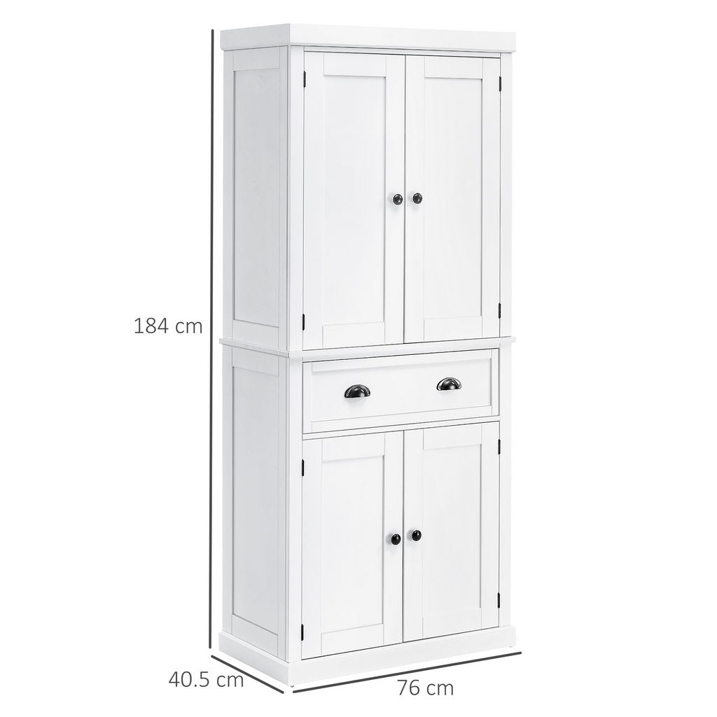 MOBILE CUCINA CON ARMADIETTO SUPERIORE IN LEGNO METALLO 76X40.5X184CM BIANCO