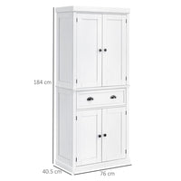 MOBILE CUCINA CON ARMADIETTO SUPERIORE IN LEGNO METALLO 76X40.5X184CM BIANCO