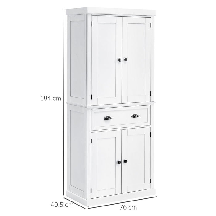 MOBILE CUCINA CON ARMADIETTO SUPERIORE IN LEGNO METALLO 76X40.5X184CM BIANCO