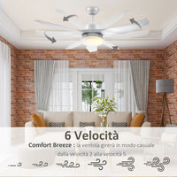 VENTILATORE DA SOFFITTO CON LUCE LED A 3 MODALITÀ CON TELECOMANDO, 6 VELOCITÀ, F132X40CM
