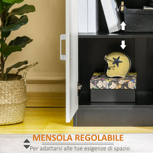 MOBILETTO CON CASSETTO E 2 ANTE 60X40X90CM IN COLORE BIANCO E NERO