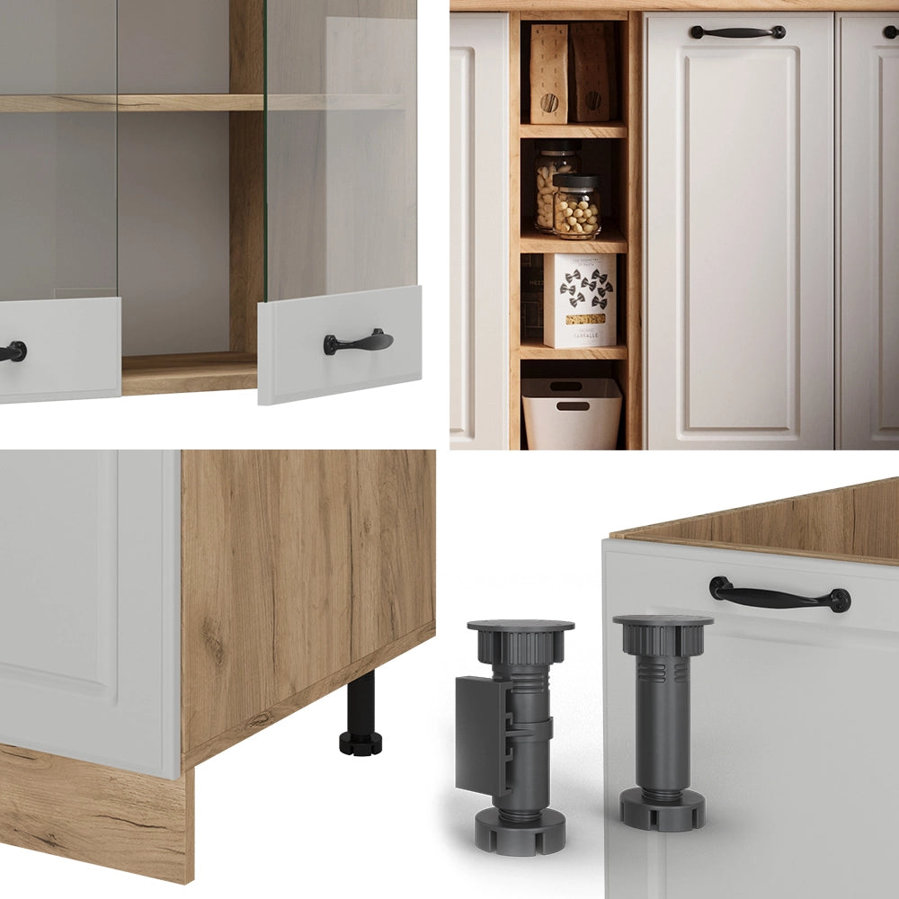 Vicco Cucina completa Casa di campagna bianca/quercia dorata 160 cm , PL Antracite