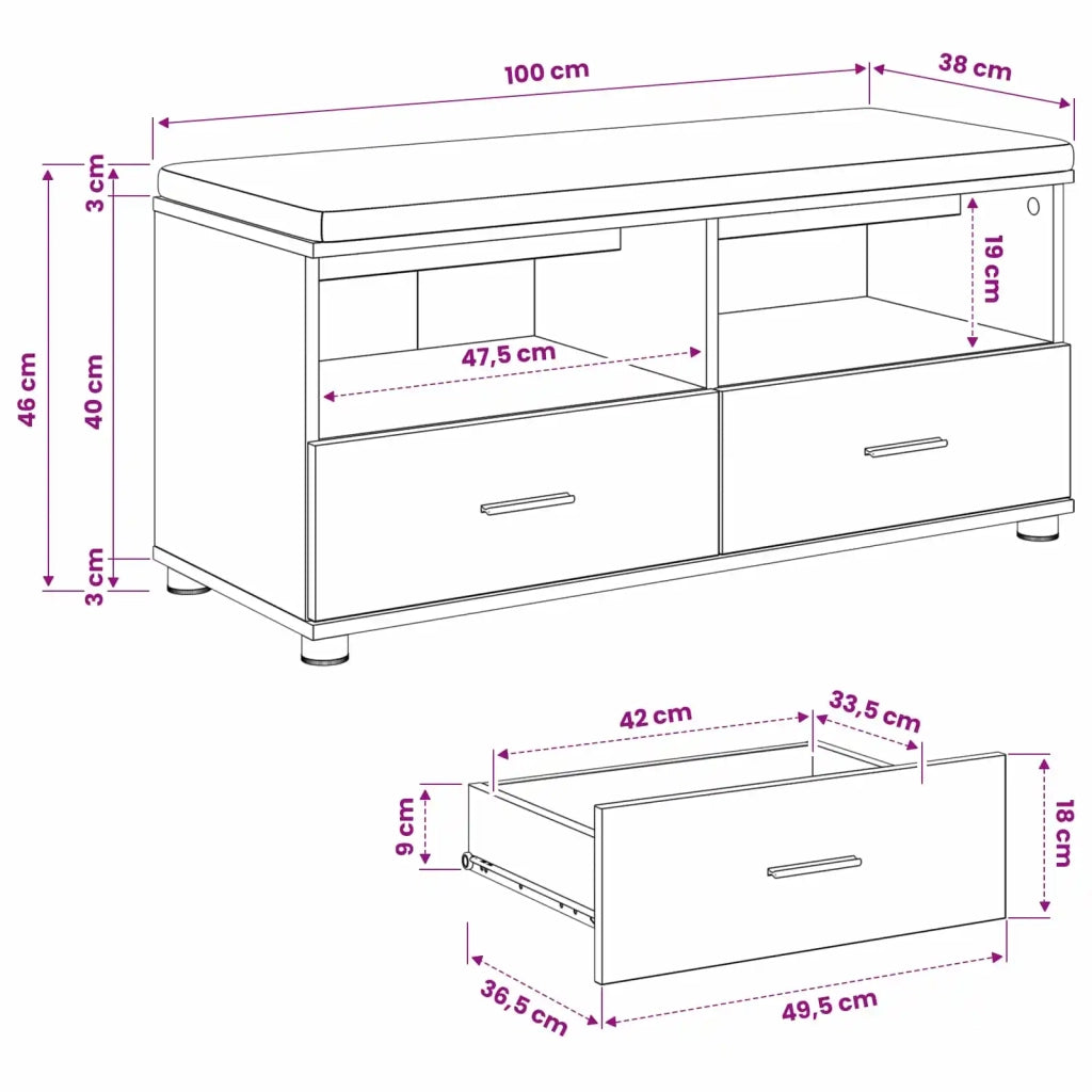 Panca per scarpe con cuscino Rovere Artigianale 906089