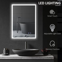 SPECCHIO BAGNO CON LUCE LED 70X50 CM LEGNO