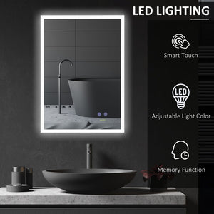 SPECCHIO BAGNO CON LUCE LED 70X50 CM LEGNO