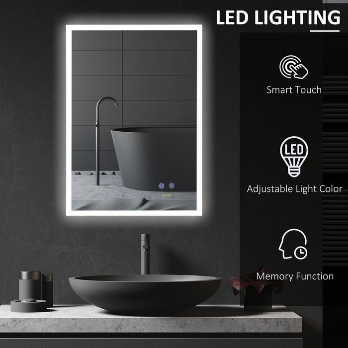 SPECCHIO BAGNO CON LUCE LED 70X50 CM LEGNO