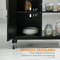 CARRELLO DA CUCINA IN LEGNO CON CASSETTO 83X45X88 CM NERO