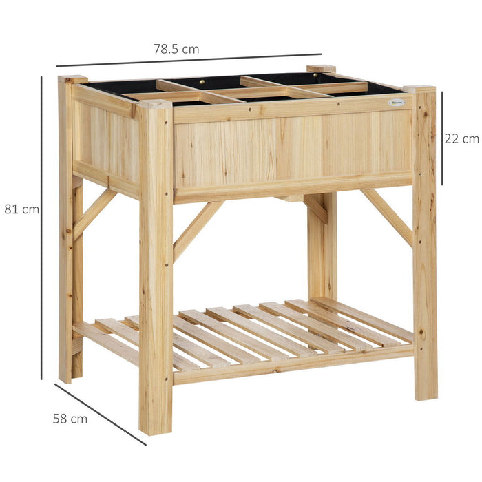 LETTO PER ORTO RIALZATO CON 6 SCOMPARTI IN LEGNO DI ABETE, 78.5X58X81CM