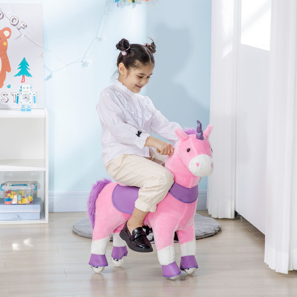 CAVALLO A DONDOLO CON RUOTE A FORMA DI UNICORNO70X32X87CM ROSA