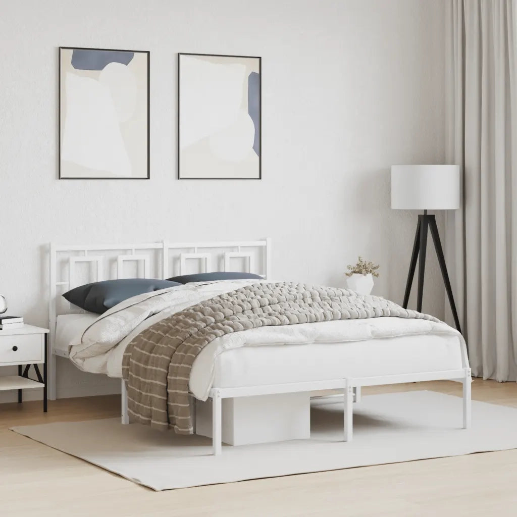 Giroletto con Testiera-Struttura Letto con testiera Metallo Bianco 140x200 cm 187376
